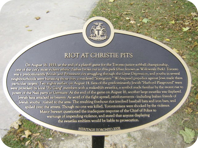 Christie Pits Plaque